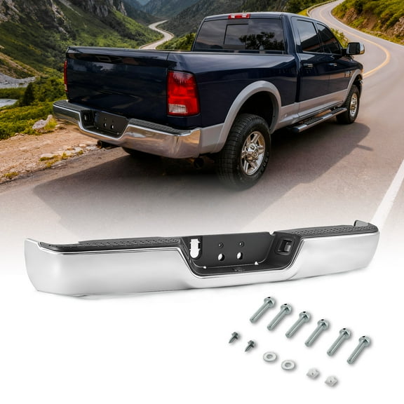 Bestco Chrome Rear Step Bumper For 2009-2018 Dodge Ram 1500 w/o Sensor Holes w/o Dual Exhaust