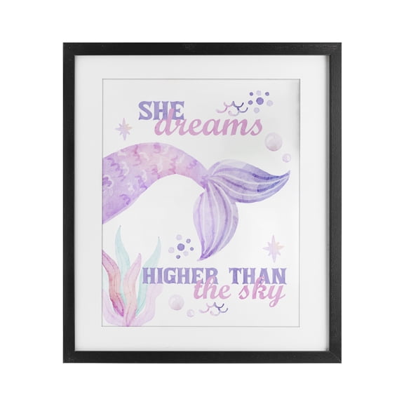 She Dreams Higher Than The Sky Black Framed Print Under Glass, design by Kim Allen
