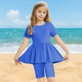 thumbnail image 2 of ZACPNCV Girls Summer Outfits Short Sleeve Ruffle Hem Top and Biker Shorts Set Girl Clothes Blue 5-6 Years, 2 of 9