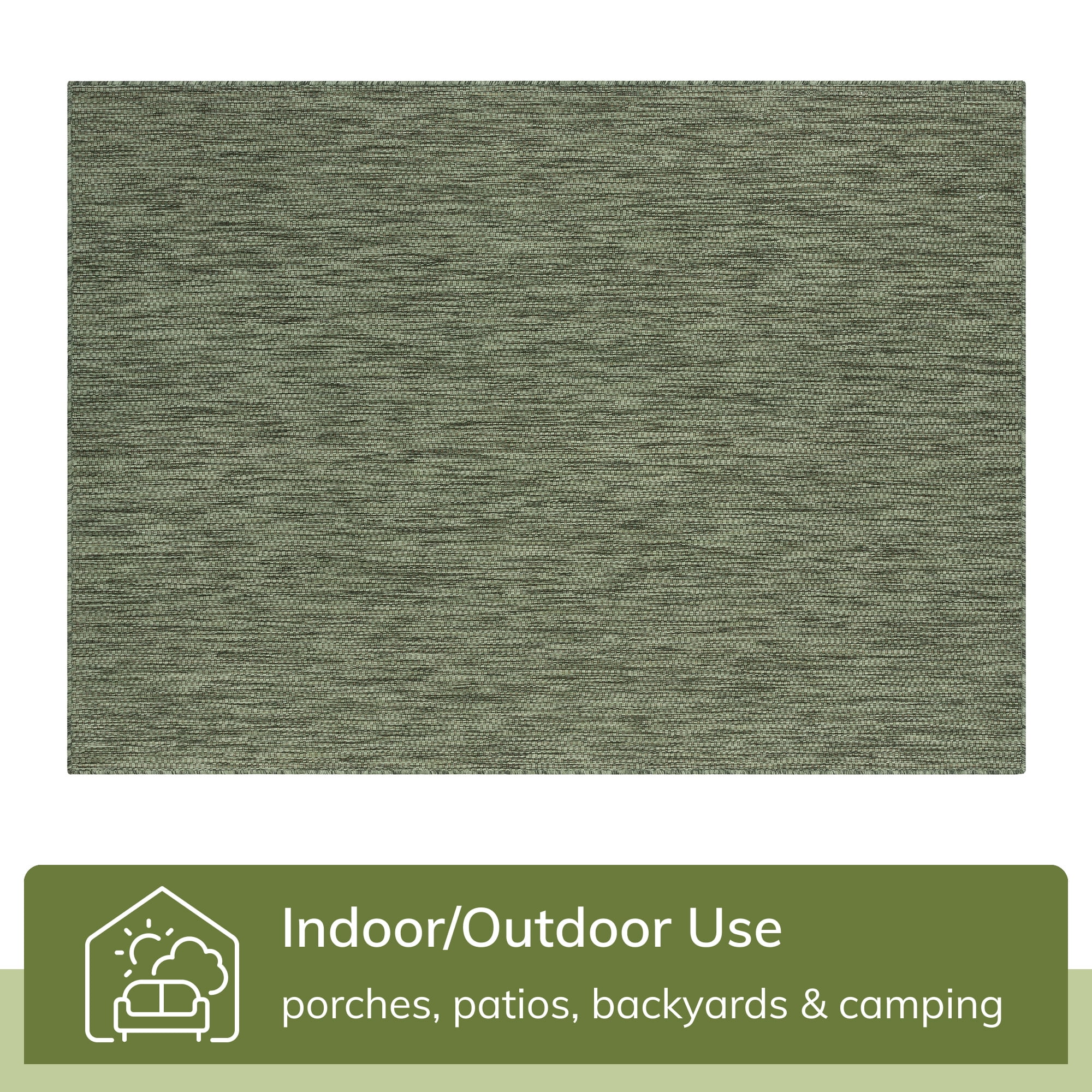 Well Woven Leifen Green Indoor / Outdoor Flat Weave Pile Solid Color Pattern Area Rug 8x10 (7'10" x 9'10")