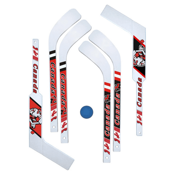Millside Canadian Mini Hockey Set - 6 Mini Sticks and 1 Mini Ball - Indoor/Outdoor Sports Toy for Kids