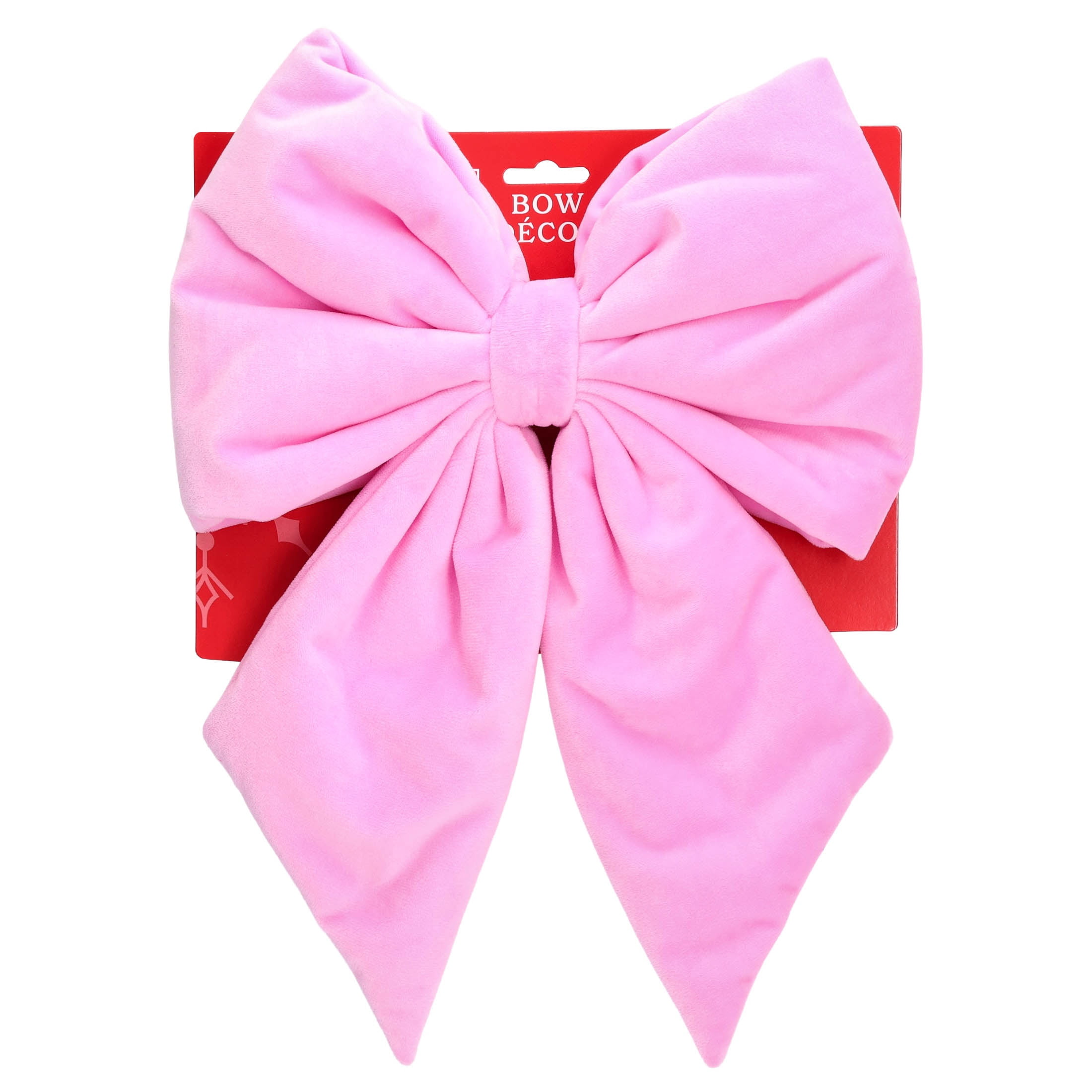 Pink Velvet Decorative Christmas Bow, 13.5", by Holiday Time