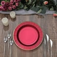 thumbnail image 2 of BalsaCircle 25 Burgundy Round 10" Metallic Disposable Dinner Salad Paper Plates Textured Trim Party Events Decorations, 2 of 8