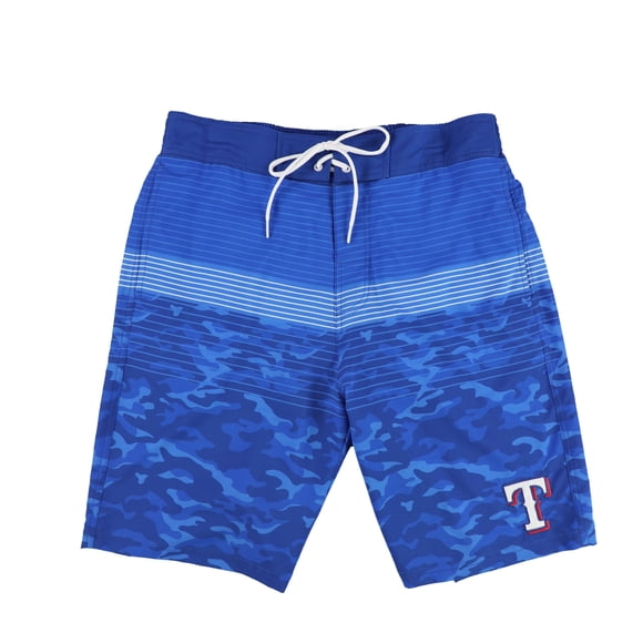 G-III Sports Mens Texas Rangers Lined Camo Swim Bottom Trunks, txr, L