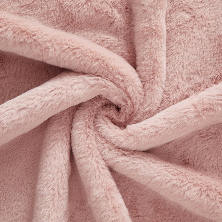 Cozy Haven Luxury Reversible Faux Fur Pink Throw Blanket photo 2