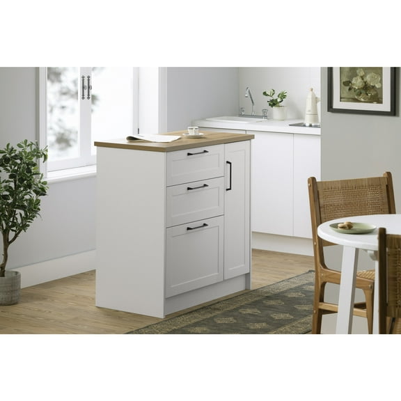 South Shore Toscano, Farmhouse Kitchen Island, Small White