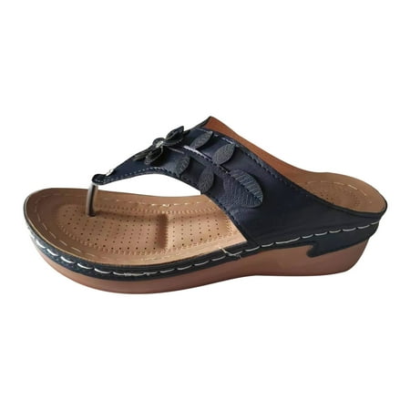 

Cute Floral Flip Flops for Women Arch Support Comfort Slip On Wedges Outdoor Boho Trendy Platform Thong Sandals