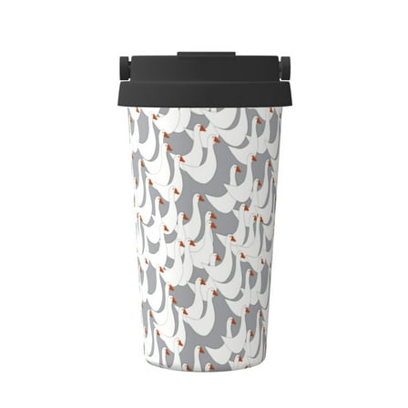 Gaeub White goose Print Travel Mug, Insulated Coffee Mug with Leakproof Lid, Travel Coffee Mug,Vacuum Stainless Steel Double Walled Reusable Coffee Cup