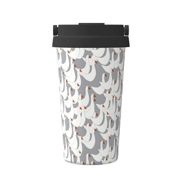 Gaeub White goose Print Travel Mug, Insulated Coffee Mug with Leakproof Lid, Travel Coffee Mug,Vacuum Stainless Steel Double Walled Reusable Coffee Cup