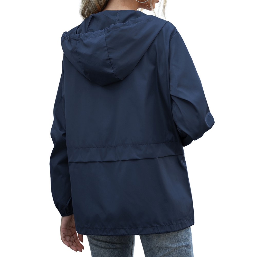 Women's Waterproof Spring Jacket Zipper Fully Taped Seams Rain Coat Spring Autumn Parka (Dark Blue, L) - image 3 of 12