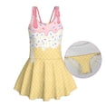 thumbnail image 3 of Xoenoiee Ice Cream Print Girls One Piece Swimsuits Hawaiian Skirted Bathing Suit for Kids Girls Summer Ruched Swim Dress Sleeveless Swimwear, 5-6 Years, 3 of 7