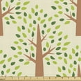 thumbnail image 1 of Nature Upholstery Fabric by the Yard, Cartoon Drawn Spring Summer Garden Forest Trees and Leaves Illustration, Decorative Fabric for DIY and Home Accents, Cream Green Dark Peach by Ambesonne, 1 of 5
