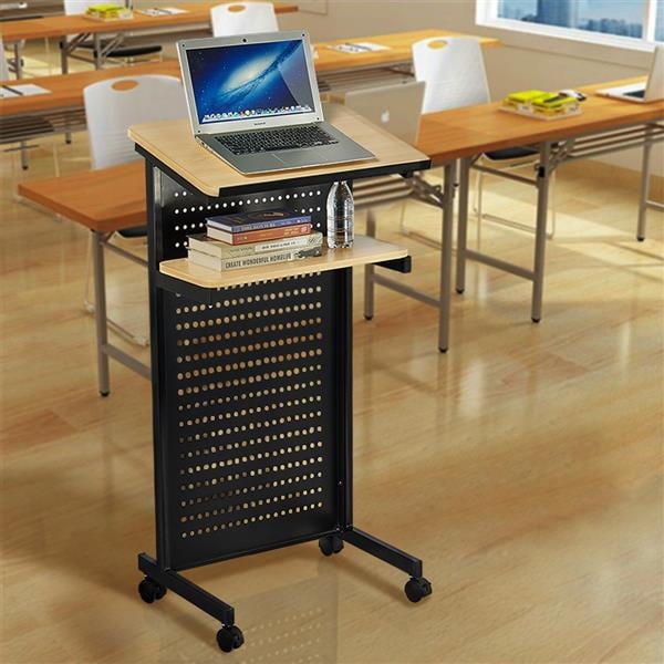 Yaheetech Mobile Lectern Podium Rolling Standing Up Desk For