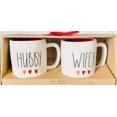 thumbnail image 1 of Rae Dunn by Magenta HUBBY WIFEY Mug Set with 3 Heart Icons Red Inside, 1 of 3