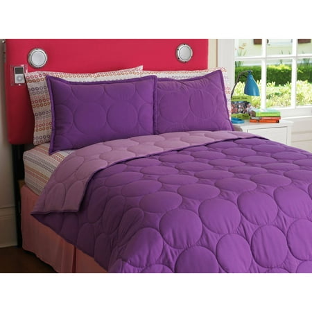 Your Zone Reversible Comforter and Sham Set, Purple Berry/Iris Size Twin