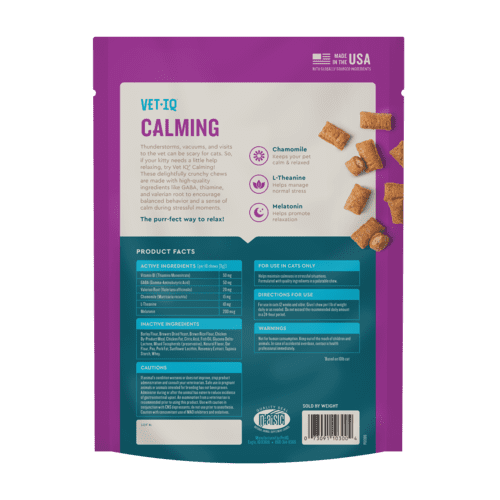 Vet IQ Calming Health Supplement for Cats, Chicken Flavored Crunchy Chews, Approx. 30 Day Supply