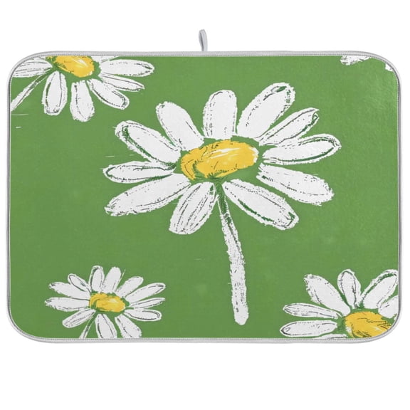 Kitchen Drying Mat 16x18In Drying Dish Mat Dish Drying Mats Kitchen Countertop Multi-Function Drain Drying Mat Kitchen Table Green Chrysanthemum