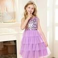 thumbnail image 3 of 8-12Y Girls Sequin Dress Sleeveless Birthday Prom Tulle Tutu Dress, 3 of 5