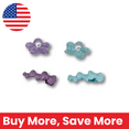 thumbnail image 4 of Glitter Flower and Bow Hair Clips for Girls – 2-Piece Pearl Center Snap Clip Set in Lavender and Aqua, 4 of 4