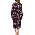 thumbnail image 2 of Yuyamidu Pink Ribbon Women's Long Robes with Front Zipper Soft Crewneck Bathrobes Long Sleeve Robes Zippered Housecoat Size 3XL, Breast Cancer Awareness Sleepwear Nightgown, 2 of 7