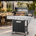 thumbnail image 2 of 4-Burner Gas Grill with Side Burner, 51,000 BTU Propane BBQ Grill with Porcelain-Enameled Cast Iron Grates, Built-in Thermometer, Ideal for Patio Camping Outdoor Cooking, 2 of 10