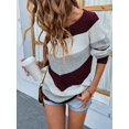 thumbnail image 4 of Tralilbee Chandails à Manches Longues pour Femmes, Col Rond, Coutures, Couleurs, Tricotés, 4 of 6