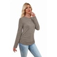 thumbnail image 3 of Ronuti Womens Sweaters Long Sleeve Shirts Fall Fashion 2026 Trendy Tops Ruched Outfits Winter Clothing Brown Shirts, 3 of 8