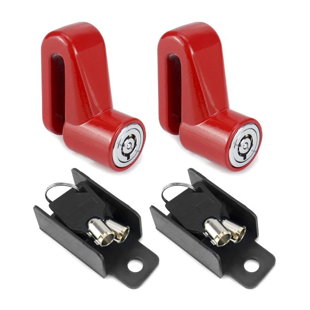 QWORK Candado antirrobo para freno de disco de rueda de motocicleta, paquete de 2 candados de seguridad para rueda de disco, candado para bicicleta de montaña y carretera con llaves