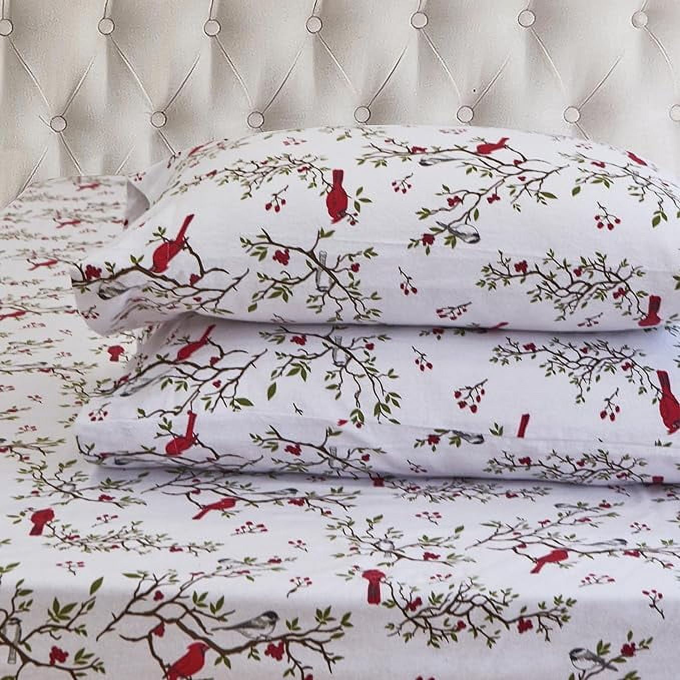 4-Piece Cotton Flannel Sheet Set, Deep Pocket Fitted, Queen, Cardinal