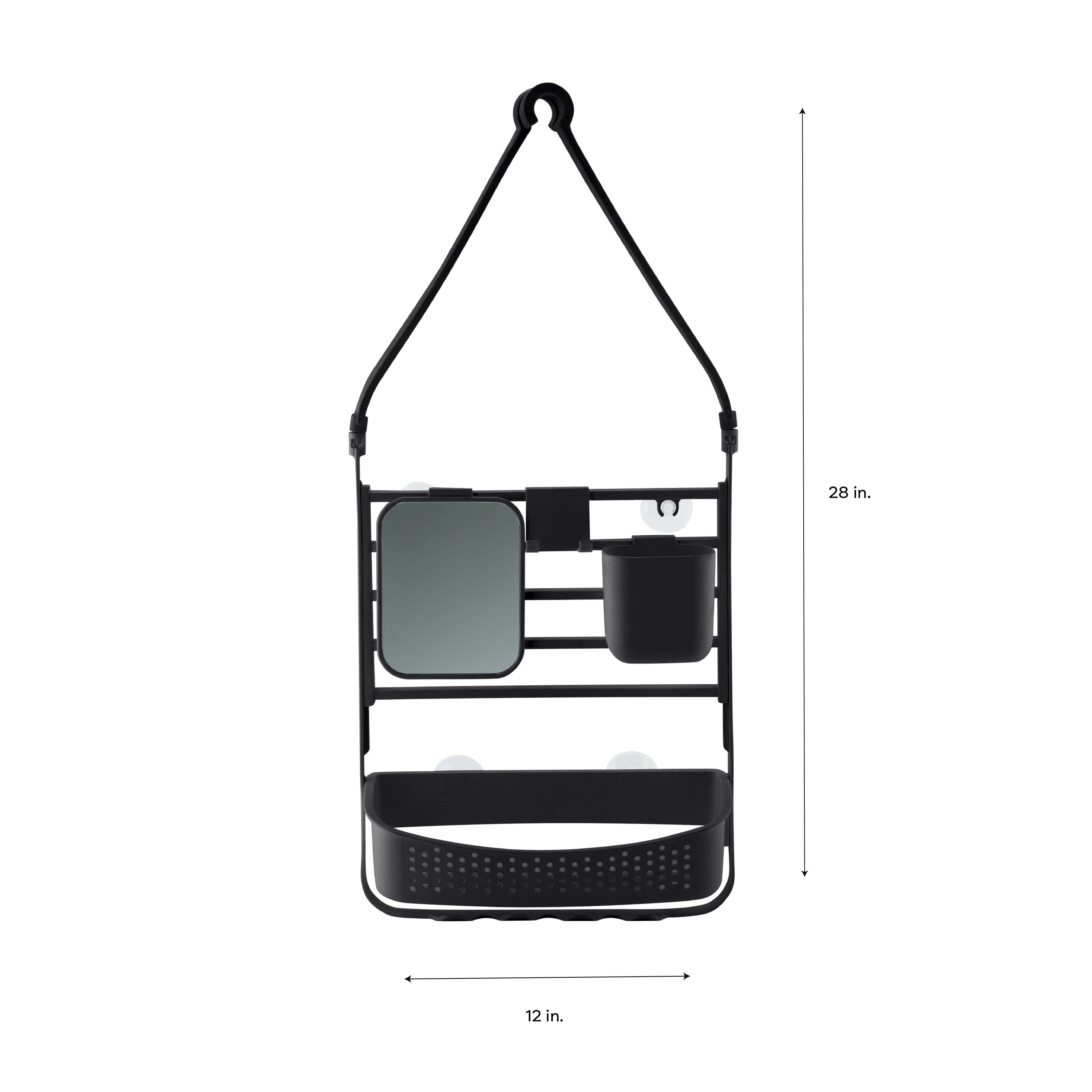 Bath Bliss Deluxe Flex Plastic 1 Shelf Adjustable Shower Caddy, Matte Black