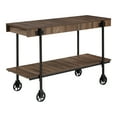 thumbnail image 3 of Furniture of America Russe 1-Shelf Wood Dark Walnut Sofa Table with Wheels, 3 of 7
