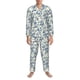 thumbnail image 3 of Balery Vintage Blue Floral Pijama para Hombre de Dos Piezas con Manga Larga, Conjunto de Dormir y Descanso Suave con Bolsillos-Large, 3 of 7
