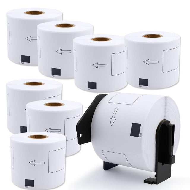 COLORWING Compatible 2-3/7" x 4" Shipping Labels Replacement for DK-1202 Brother Labels, Die-Cut Address Labels for Brother QL-700 QL-500 QL-810W, 62mm x 100mm, White, 8 Rolls+1 Refillable Cartridge