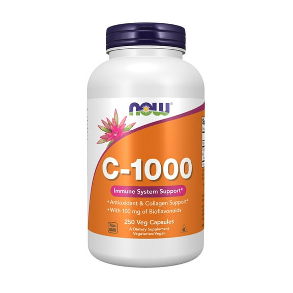 NOW Supplements, Vitamin C-1,000 with 100 mg of Bioflavonoids, Antioxidant Protection*, 250 Veg Capsules