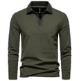 thumbnail image 1 of Men Casual Solid Color V Neck Lapel Long Sleeve Base Shirt for Everyday Comfort and Versatile Layering, 1 of 5