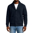 thumbnail image 6 of CHCNHAC Mens V Neck Cardigan Sweater Shawl Collar Button Front Ribbed Knit Long Sleeve Casual Winter Knitwear Outerwear, Black, 6 of 6