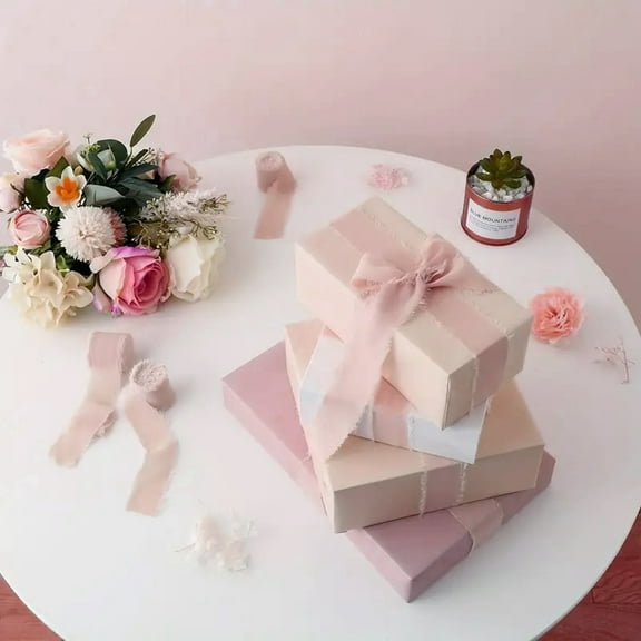 1.5Inch Velvet Ribbon Hand Torn Autumn Silk Frayed Edge for Thanksgiving Bridal Bouquets Invitations Wedding Vow Books Gift Baskets 3 Yards B