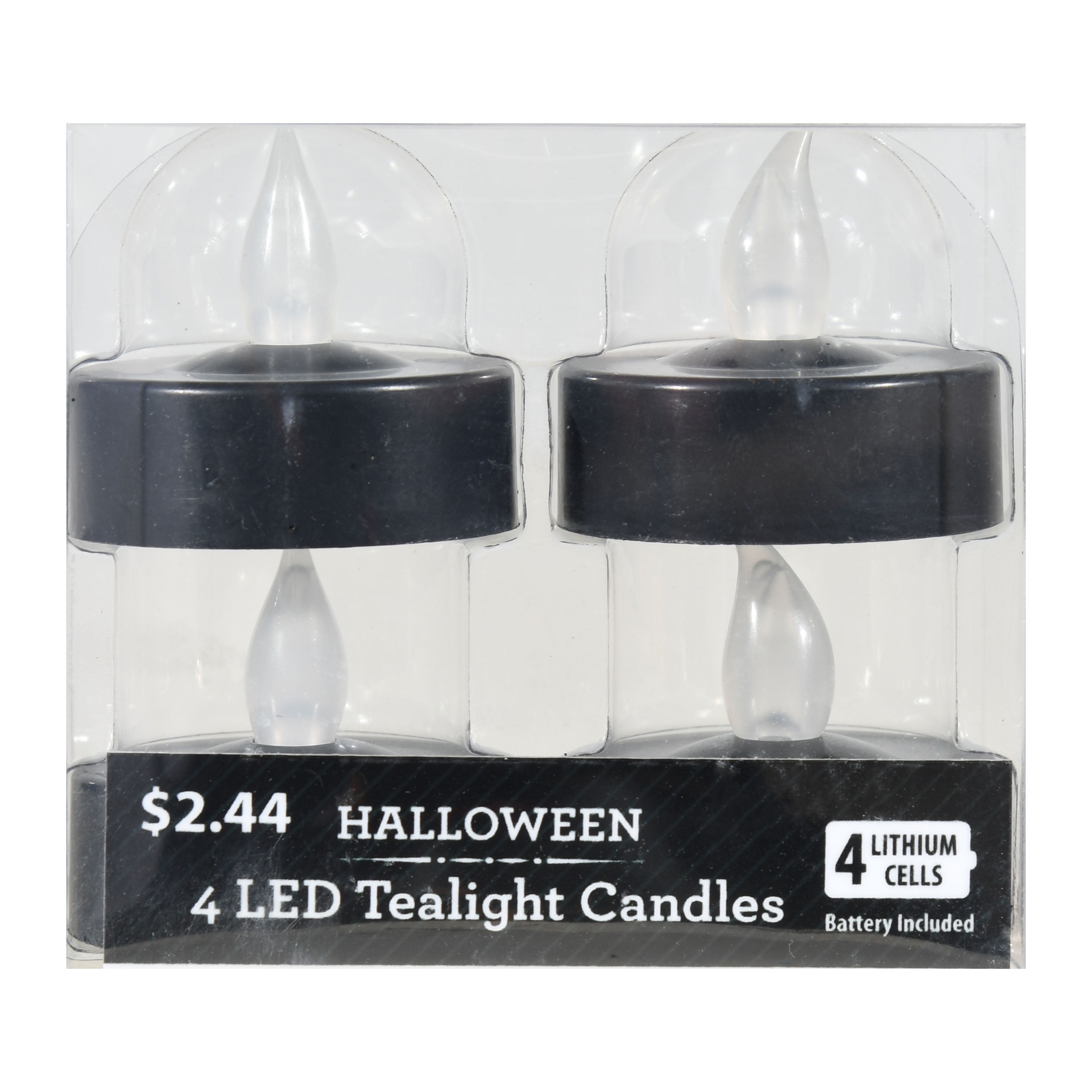 Way To Celebrate Halloween LED Tealight Candles, Black, 4 Count