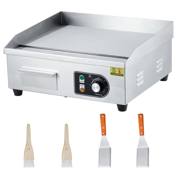 Commercial Electric Griddle, 22" Teppanyaki Grill, 1600W Electric Flat Top Grill, Stainless Steel Electric Countertop Griddle, 122°F-572°F Countertop Griddle for Pancake, Chicken (w/PLUG)