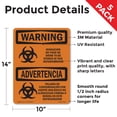 thumbnail image 2 of Biohazard No Food Or Drink Bilingual OSHA WARNING Vinyl Decal Label 14 Inch x 10 Inch - 5 Pack, 2 of 6