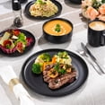 thumbnail image 3 of Onader 12 Piece Dinnerware Sets, Plates and Bowls Set for 4, Premium Stoneware Dishes Sets for Home Restaurant, Dishwasher & Microwave Safe - Matte Black, 3 of 9