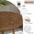 thumbnail image 6 of Brown Coffee Fitted Tablecloth with Elastic Edged, Round Table Cloth for Dining Table, Farmhouses Vintage Cup Plants Text Art Waterproof Oil Proof Table Cover for Indoor Outdoor 45"-54", 6 of 8