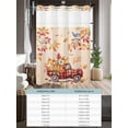 thumbnail image 6 of No Hook Cloth Fabric Shower Curtain with Snap in Liner, Fall Pumpkins Waterproof Shower Curtains Set with See Through Top Window, Thannksgiving Truck Retro Leaves Rustic Bath Curtains Shower 36"x72", 6 of 6