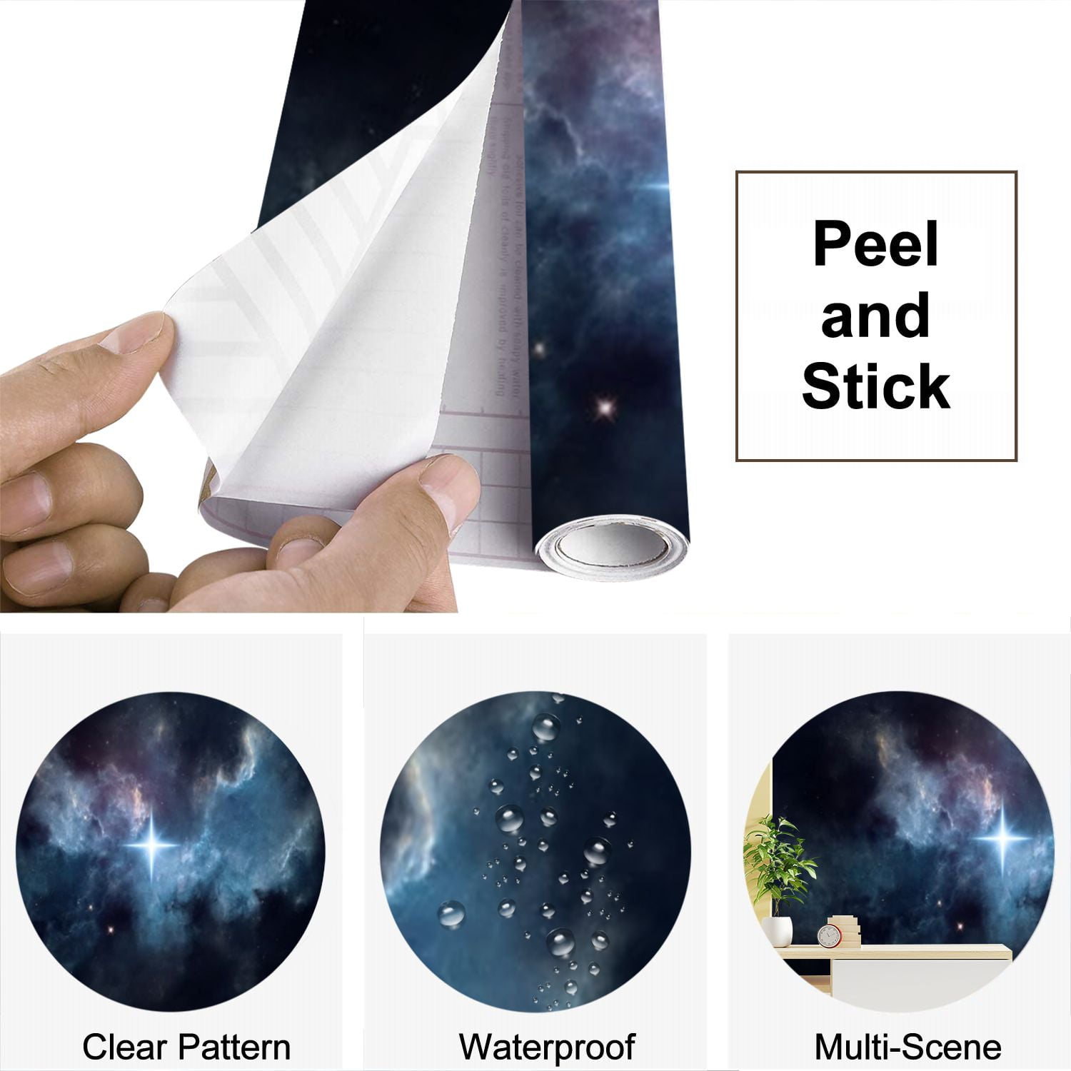 Peel and Stick Wallpaper Guiding Star Modern Art Wall Mural Decor Self Adhesive and Removable 69in x 98in