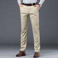 thumbnail image 3 of Pantalones de traje ajustados finos de verano para hombre, pantalones informales de algodón de negocios a la moda, pantalones caqui verde y negro, ropa de marca masculina 30-40, 3 of 5
