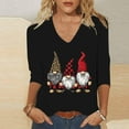 thumbnail image 2 of LiMoi Women's Festive V Neck Blouse 3/4 Sleeve with Cheerful Christmas Pattern Tees Tshirts Tops Shirts My Items, 2 of 5