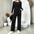thumbnail image 5 of AnuYalue Women's Plus Size 2 Piece Outfits Long Sleeve Blouse and Pants Solid Loungewear Sets Travel Outfits, 5 of 9