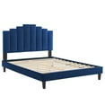thumbnail image 2 of Channel Tufted King Platform Bed with Tapered Wood Leg Blue Saltoro Sherpi, 2 of 7