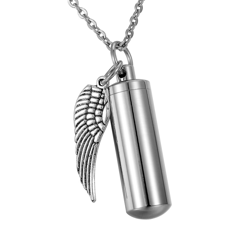 Aooaz Stainless Steel Necklace for Women Angel Wings with Birthstone & 26 Letter Necklace Ashes Cremation