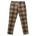 thumbnail image 5 of ZHUASHUM Mens Golf Pants Relax Fit Slim Leg Casual Plaid Printed Pocket Zipper Button Feet Trousers Brown L, 5 of 9